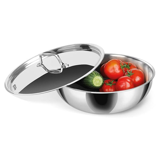 Triply Stainless Steel Tasla With Lid, 28 cm / 4.6 L