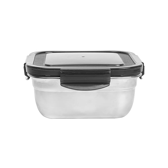 High Steel Square Container Airtight Leakproof Unbreakable Storage Container/ Lunch Box, 850 ml