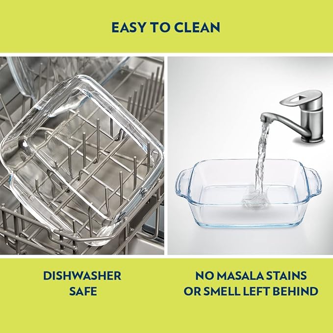 Glass Baking Dish, 1.6 L, Transparent, 1 Piece Square Dish With Handle