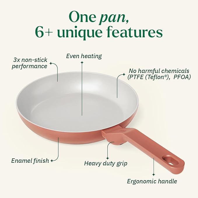 Ceramic Non-stick Egg Pan 20 cm, Matching Handle,, Terracotta