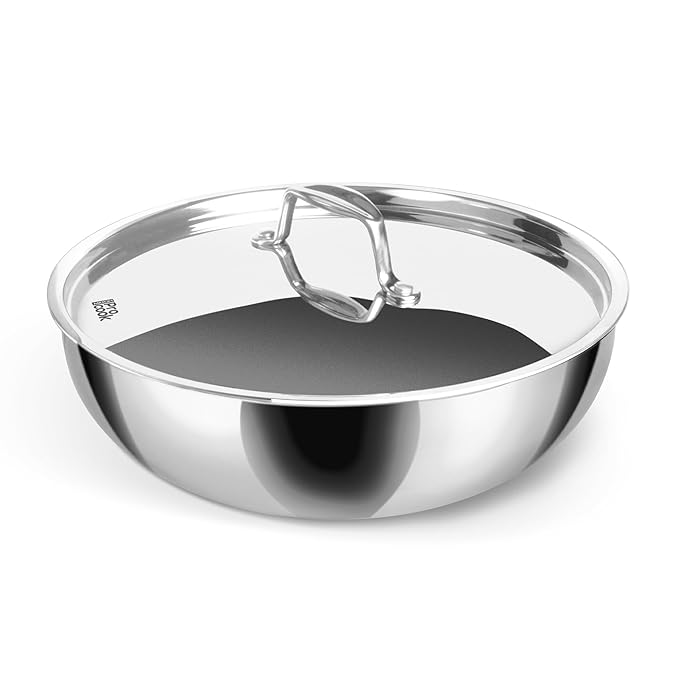 Triply Stainless Steel Tasla With Lid, 22 cm / 2.2 L