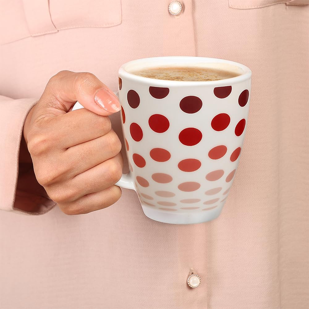 Set of 2 Polka Red Mug Set, 390 ml
