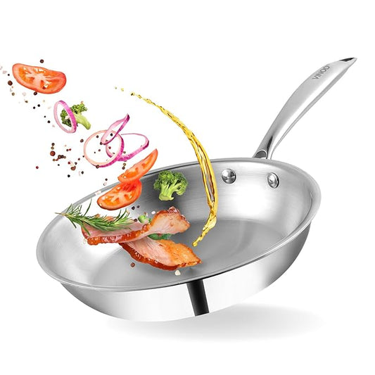 Triply Stainless Steel Frypan 20 cm, 2.5 mm Thick, Steel Pan, Scratch Resistant