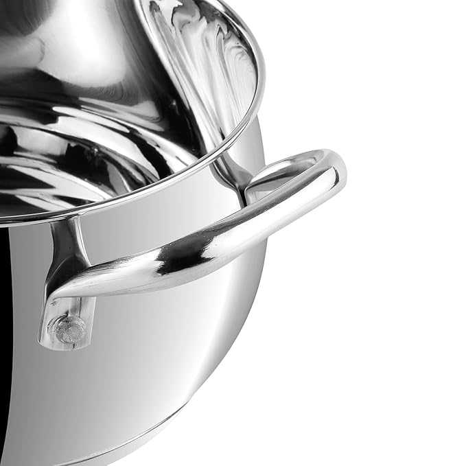 Stainless Steel Saucepot with Glass Lid 2 L, 16 cm, 2.6 mm Thick Base