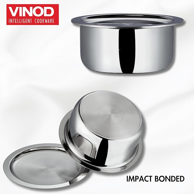 Triply Stainless Steel Tope with Stainless Steel Lid 2.5 L Capacity (18 cm Diameter) - Silver