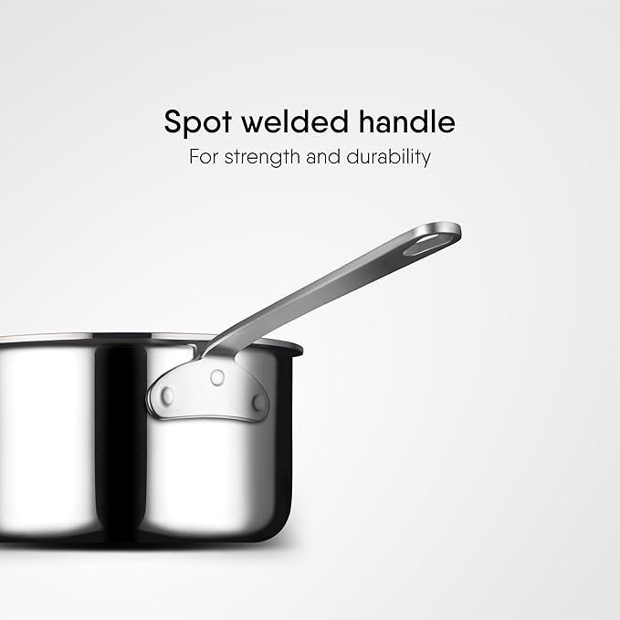 Triply Stainless Steel Mikro Saucepan, Mini Milk Pan, 1 Cup Tea/ Coffee Pan, 450 ml, 10 cm