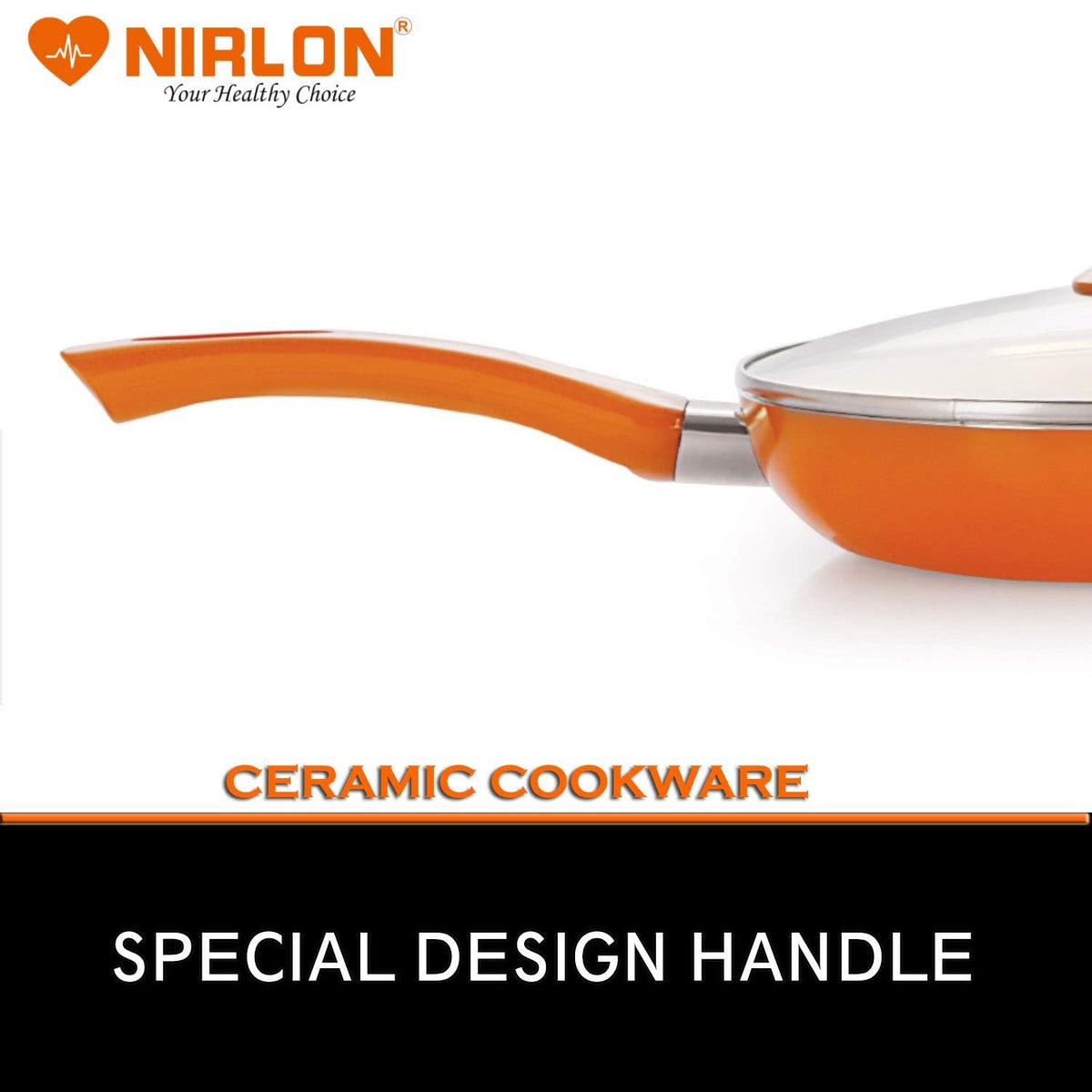 Ceramic Cooking Fry Pan 24 cm, Heat-Resistant Handle