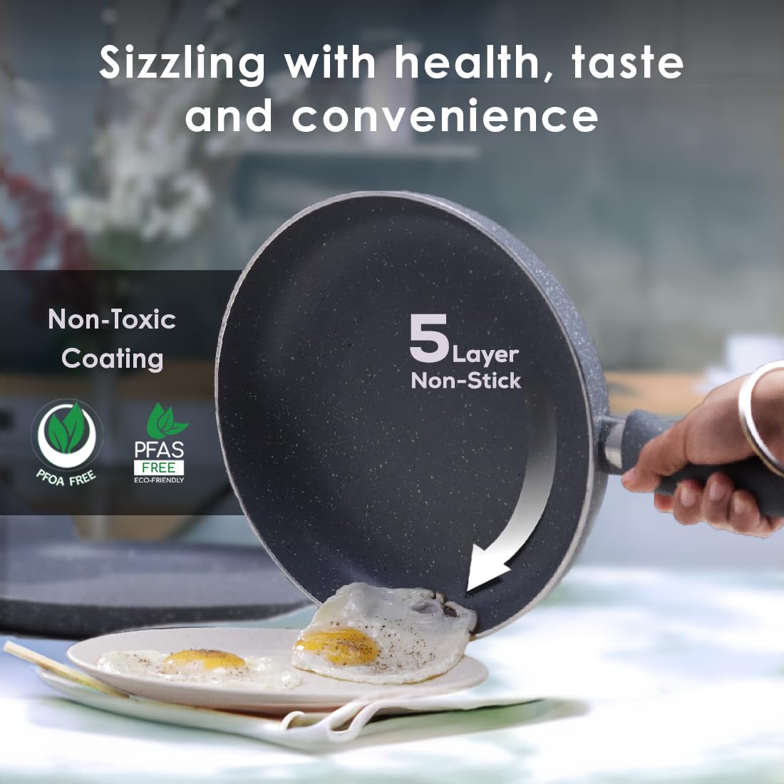 Aluminium Granite Frying Pan, Grey, 20 cm, 1 L
