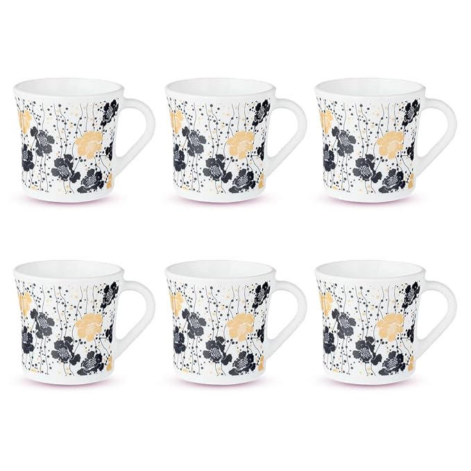 Dreamer Opalware Mug, Set of 6 Tea/coffee Mugs, 210 ml Each