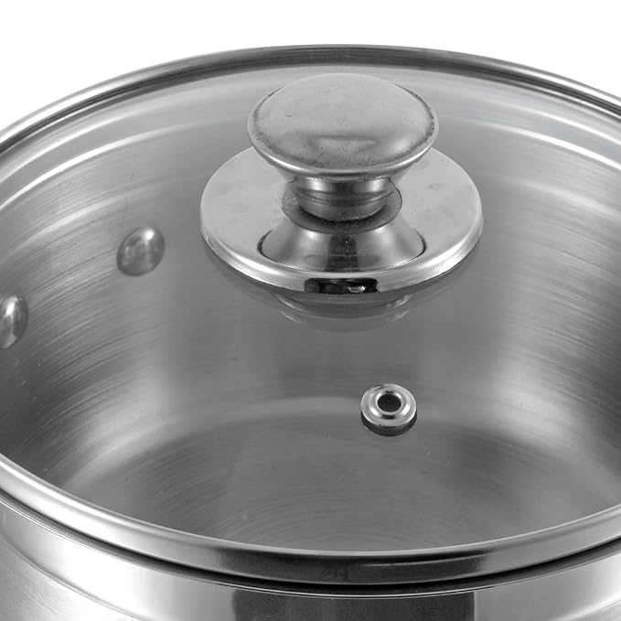 Two Tone Stainless Steel Saucepan With Glass Lid 1.5 L, 16 cm, 6.2 mm Thick