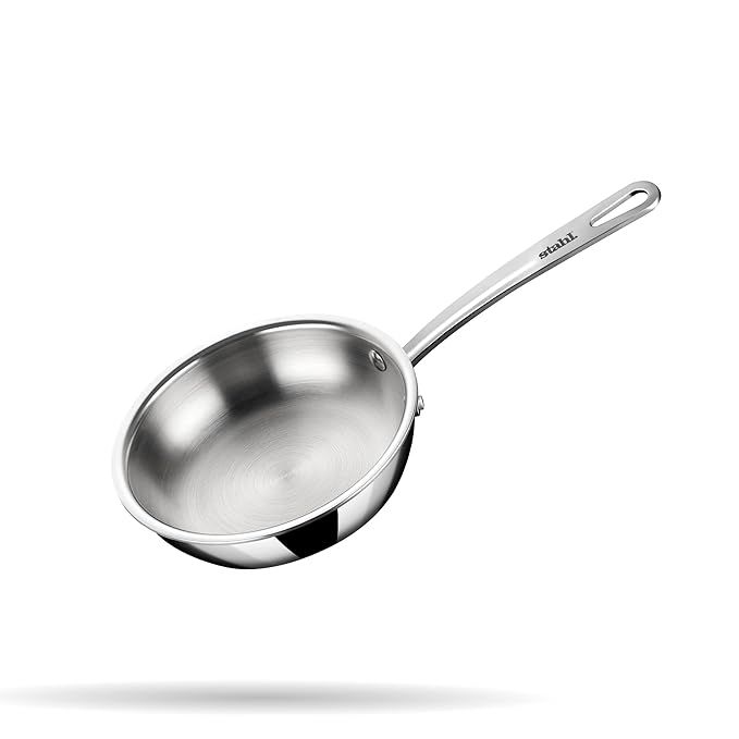 Triply Stainless Steel Fry Pan, Induction & Gas Stove Compatible Frying Pan, Omelette Pan, Egg Pan, 0.6 L