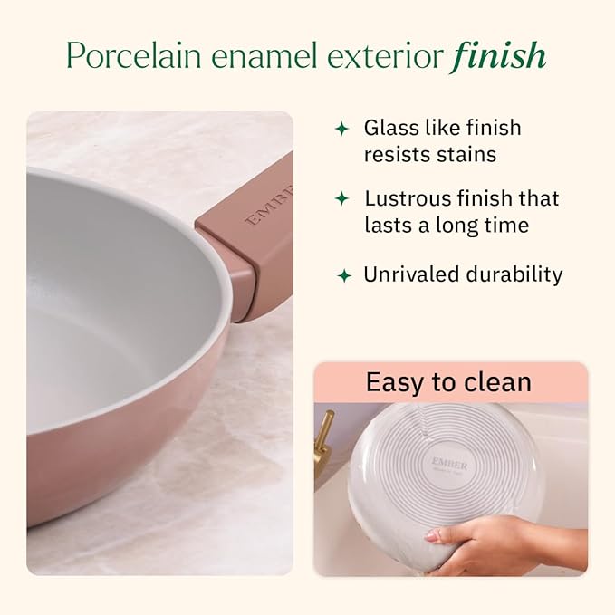 Ceramic Non-stick Egg Pan 20 cm, Glass Lid, Matching Handle,, Green