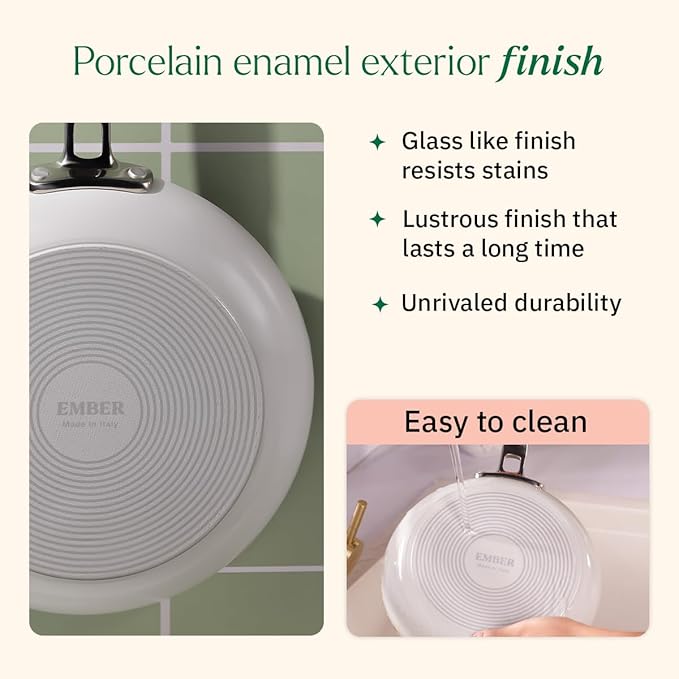 Ceramic Non-stick Frying Pan 24 cm, Stainless Steel Handle, Blue