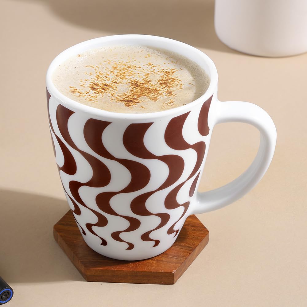 Waves Brown 390 ml Mug, Set of 2