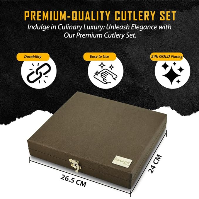 18 Pieces Premium Stainless Steel Golden Cutlery Set Imperial Gold