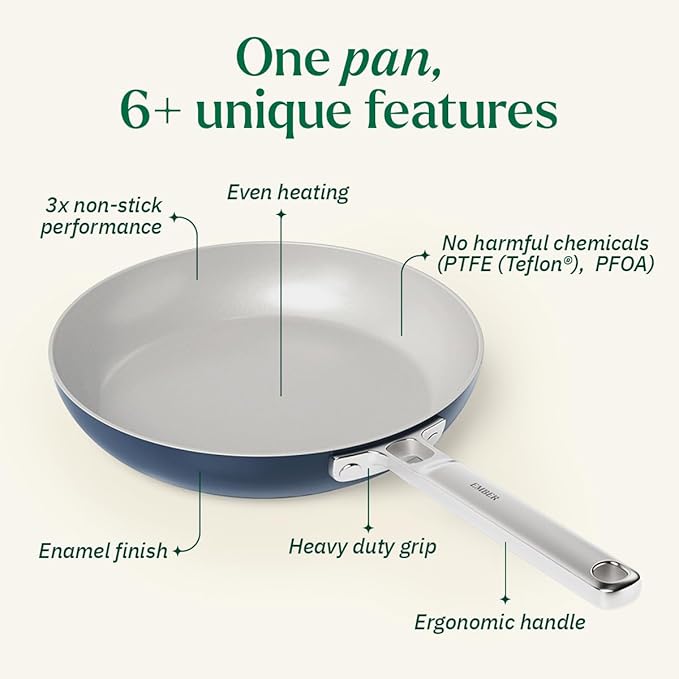 Ceramic Non-stick Frying Pan 24 cm, Stainless Steel Handle, Blue