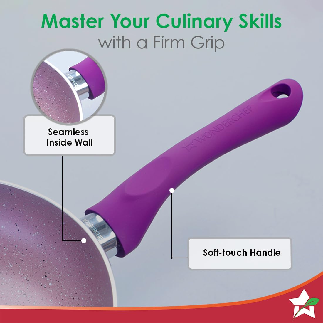 Royal Velvet Non-stick 24 cm Fry pan I Induction Ready, Soft-touch handles, Non - Toxic I Virgin Aluminium