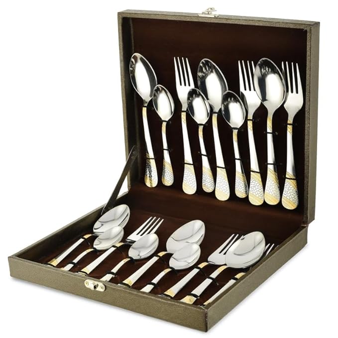 18 Pieces Premium Stainless Steel Golden Cutlery Set Imperial Gold