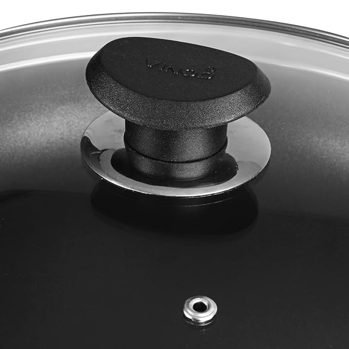 Aluminium Non Stick Deep Frypan with Glass Lid - 26 cm, 3 Layer Ceramic Coating, 3 mm Extra Thick