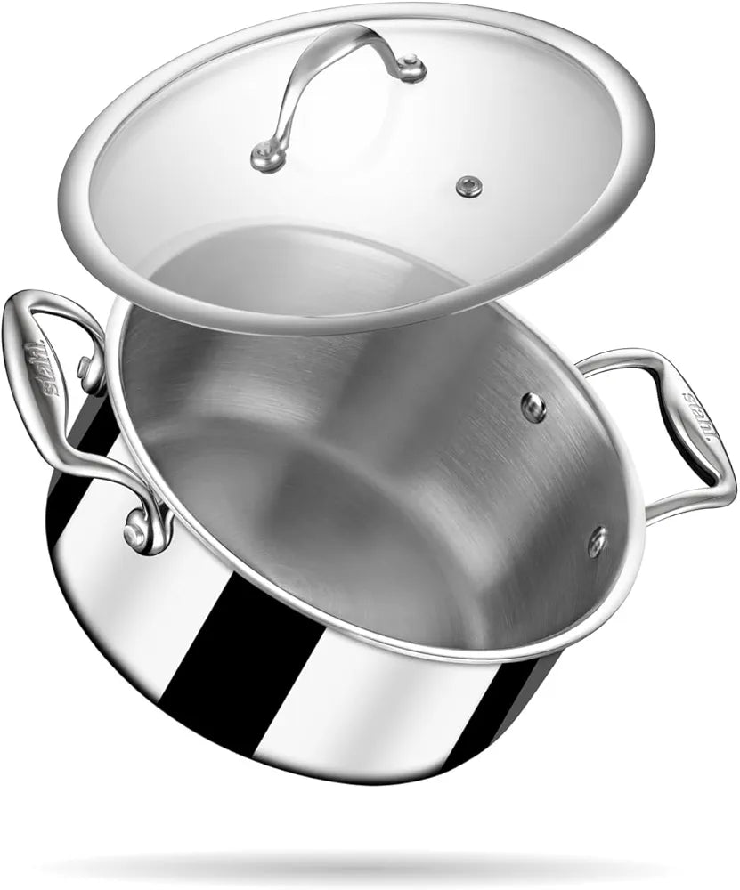 Triply Stainless Steel Sauce Pot, Casserole with Glass Lid