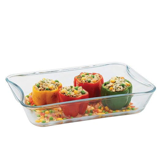 Rectangular Glass Baking Microwave and Oven Safe Dish, 2.5 L, Transparent