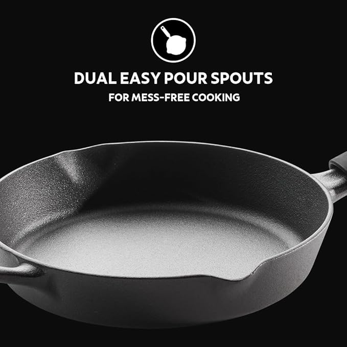 Pre-Season Cast Iron Fry Pan Sturdy Handles 24 cm