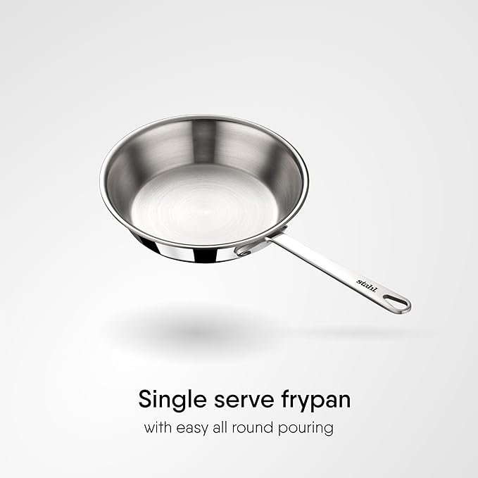 Triply Stainless Steel Mikro Frypan, Mini Frying Pan, 1 Omelette Pan, Induction & Gas Stove Compatible