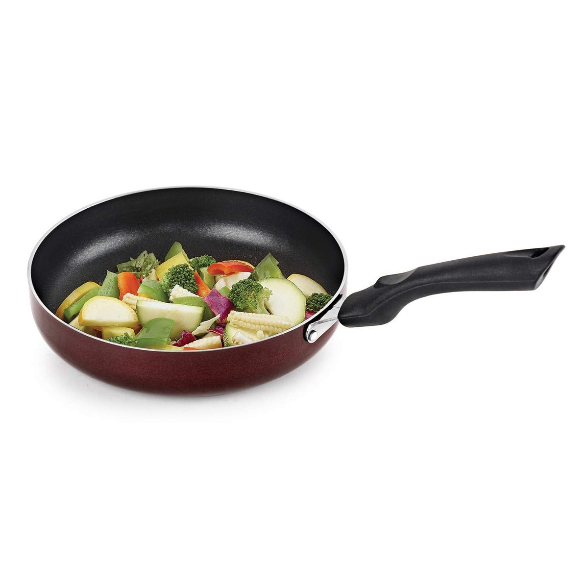Non Stick Induction Base Frying Pan/Tapper Pan, 220 mm, Cherry, Aluminium