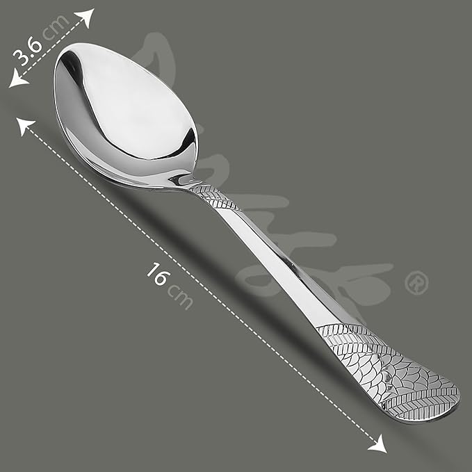 6 Pieces Stainless Steel Spoons Set 6 Dinner Spoons 16 cm