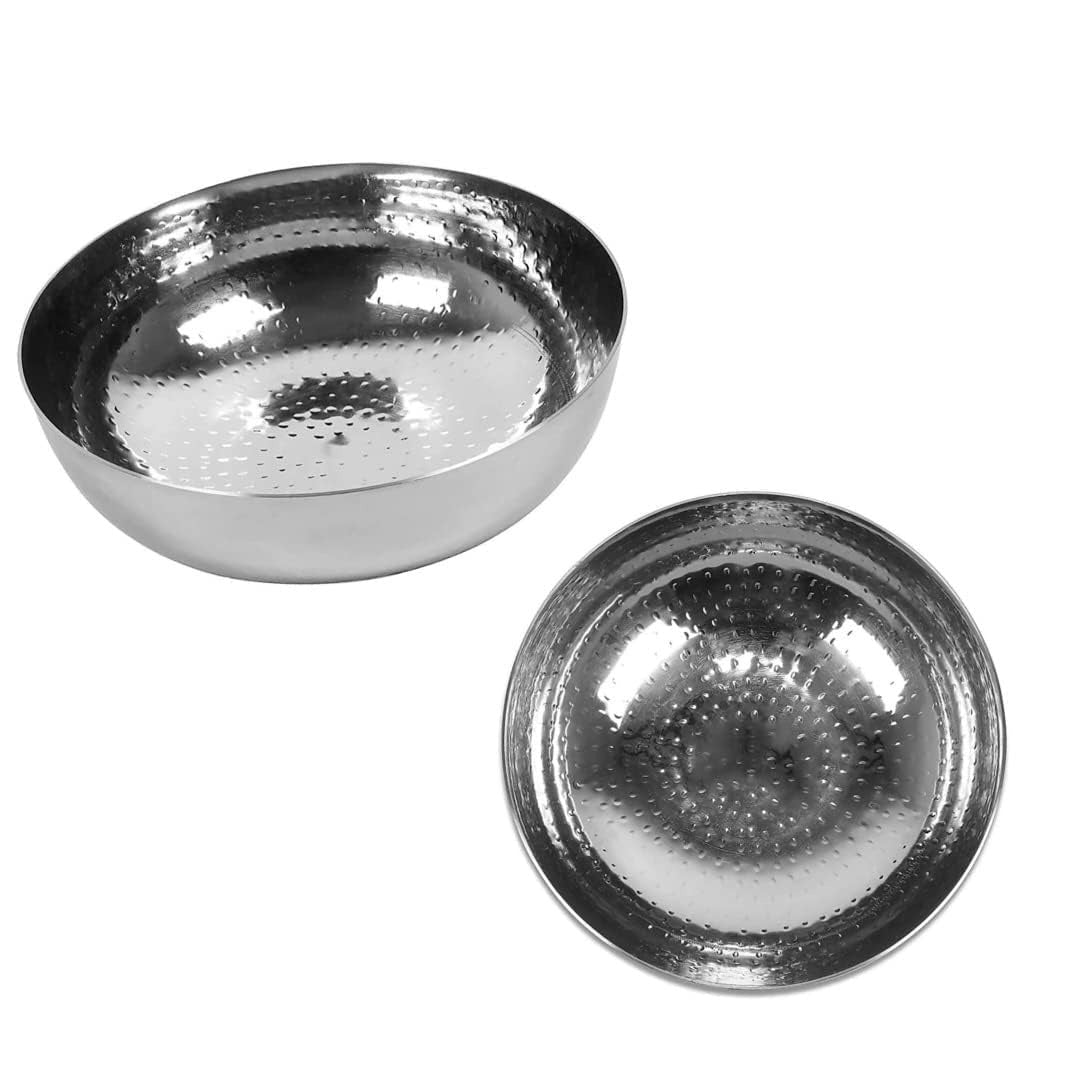 Sandwich Bottom Heavy Guage Stainless Steel Hammered Tasla, Without Handle Kadhai Cookware - (3500 ml)