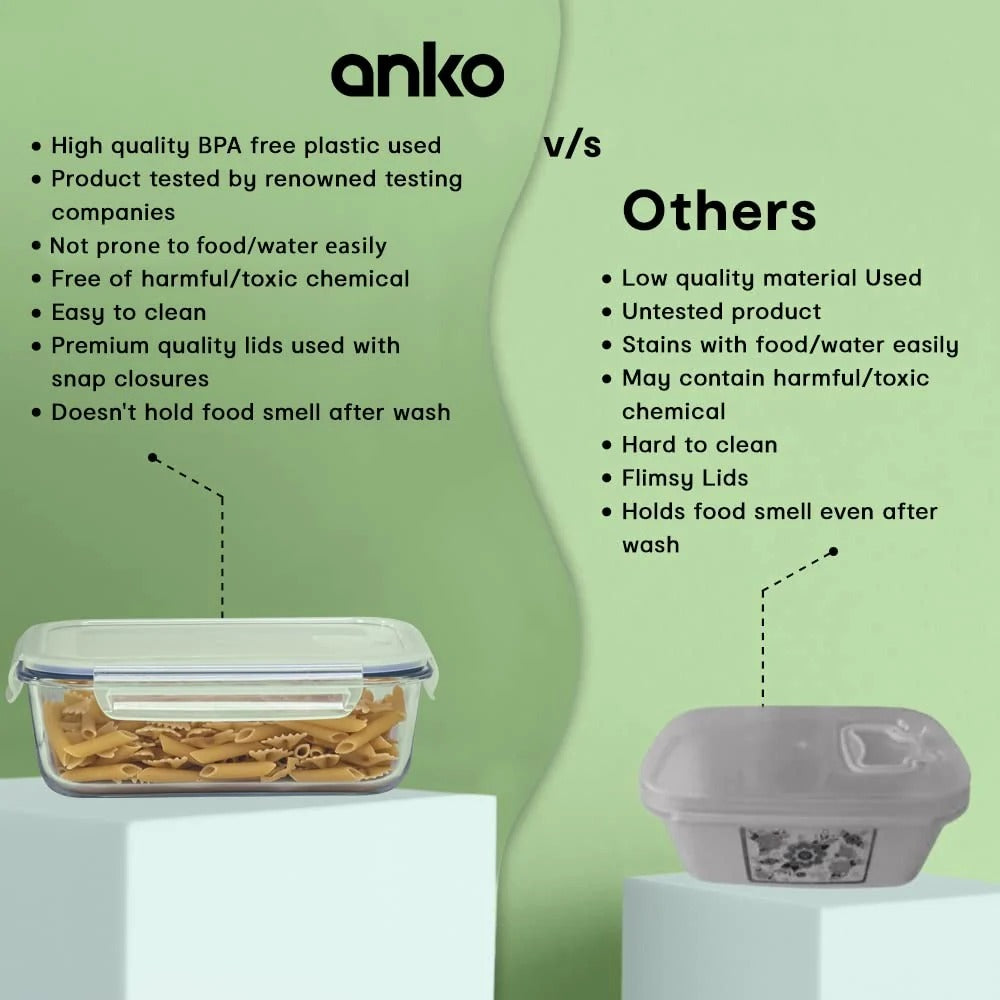 1L Glass Storage Container with Lockable Lid, Leak-Proof, Spill-Proof, Clear