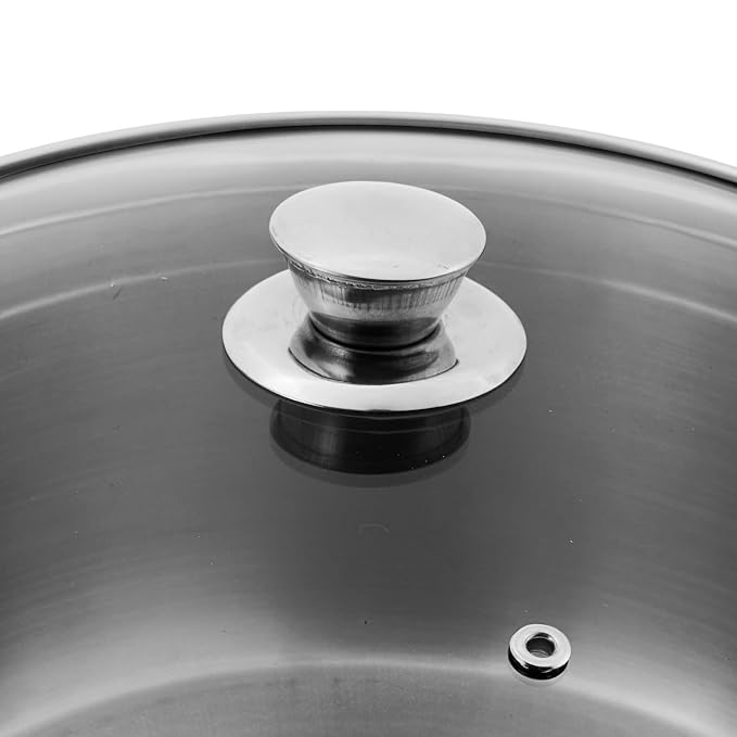 Stainless Steel Saucepot with Glass Lid 1 L, 14 cm, 2.5 mm Thick Base, Riveted Sturdy Handle