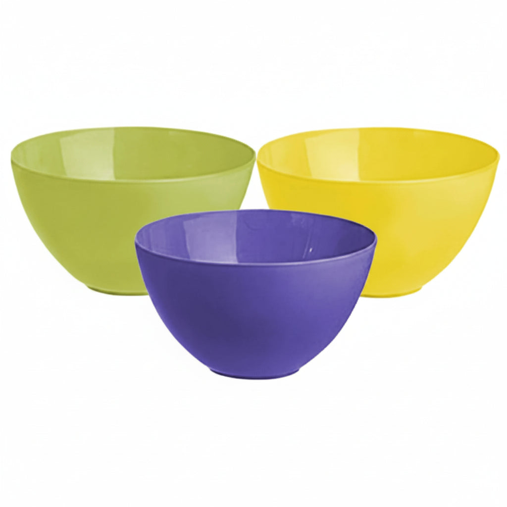 Plastic Microwave Safe 3-Piece Mixing Bowl Set, 1000 ml, Multicolour