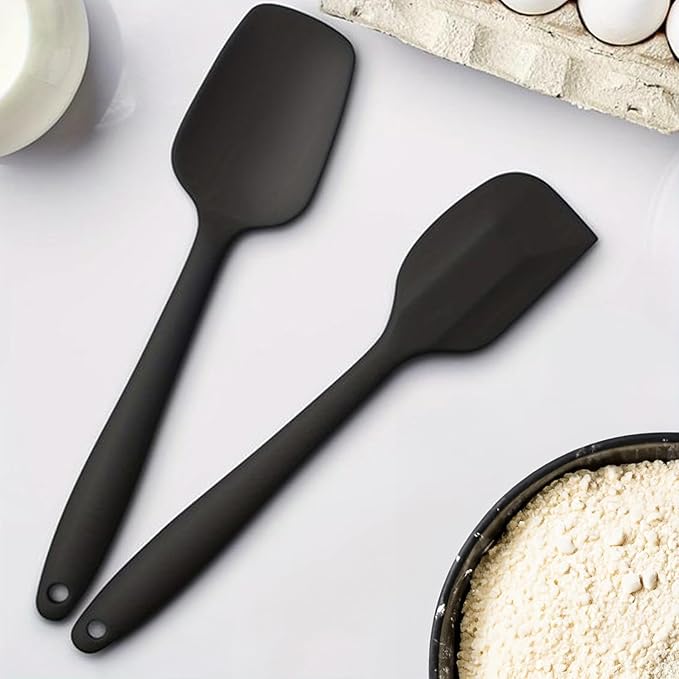 Non-stick Premium Silicone Spatula, Large Spatula & Large Spoon, Black