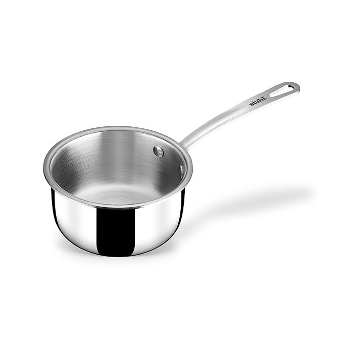 Stainless Steel Tea Pan, Triply Saucepan With Lid, Milk Pan 1l, Gas & Induction Base Sauce Pan, Dia 14 cm