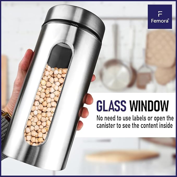 Kitchen Storage Jar With Glass Window, Jar for Kitchen Storage, 700 ml, Pack of 2