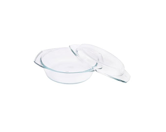 Glass Casserole Oven And Microwave Safe Serving Bowl with Glass Lid, 1 L
