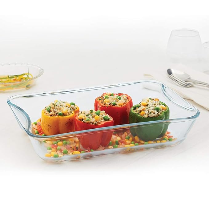 Rectangular Glass Baking Microwave and Oven Safe Dish, 2.5 L, Transparent