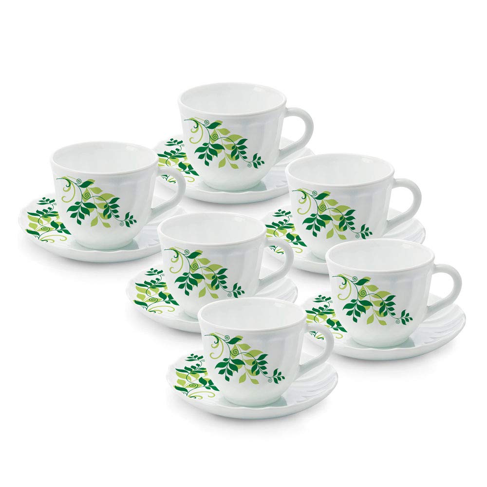 Cup and Saucer Set, Set of 6, 12-piece, 200 ml Each, White