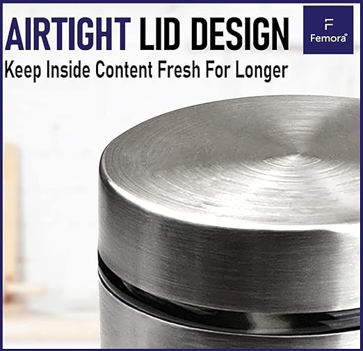 Kitchen Storage Jars Steel Body With See Through Window Jar, 700 ml, Pack of 4
