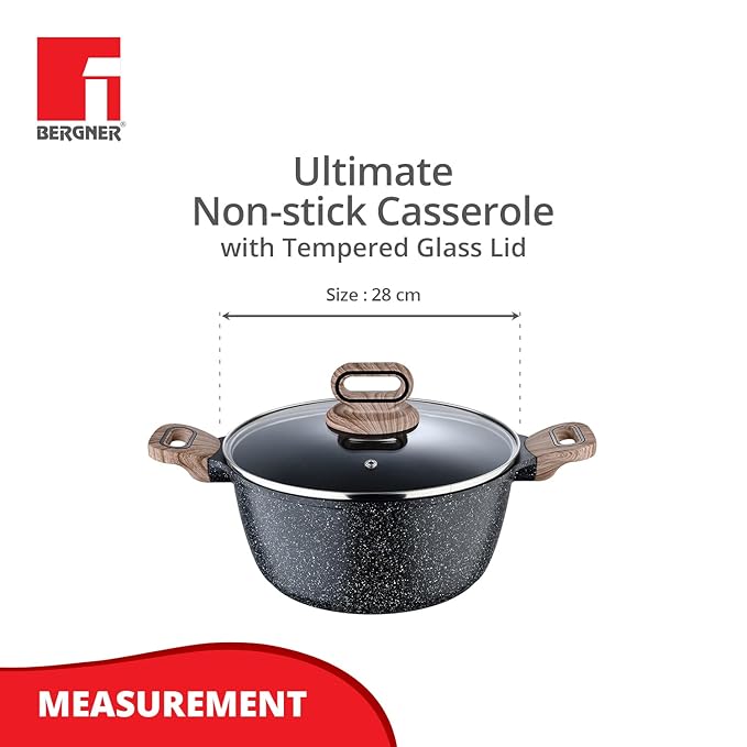 Ultimate Non Stick Casserole/briyani Pot/handi With Glass Lid, 28 cm, 6 L