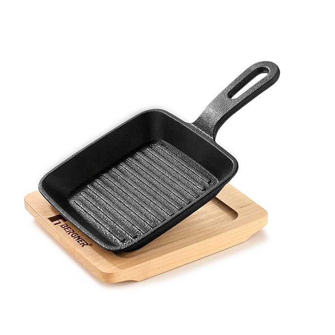 13 cm Griddle Pan, Mini Grill Pan, Pre-seasoned Cast Iron