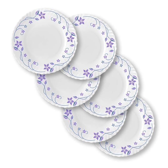 Opalware Full Plate, 11 inch, White, Set of 6 - Flora, Opalware Full Plate