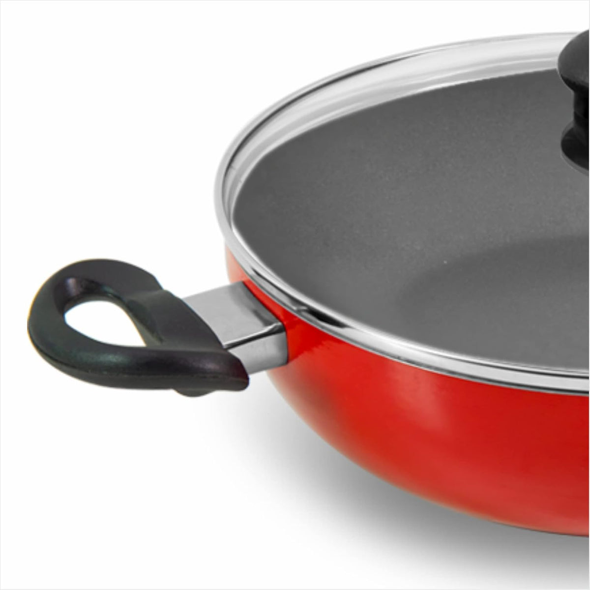 Coral DLX Granite Non Stick Kadai with Glass Lid, Premium Virgin Aluminium, Induction Base