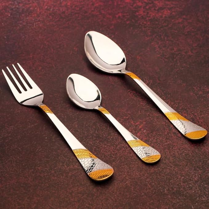 18 Pieces Premium Stainless Steel Golden Cutlery Set Imperial Gold