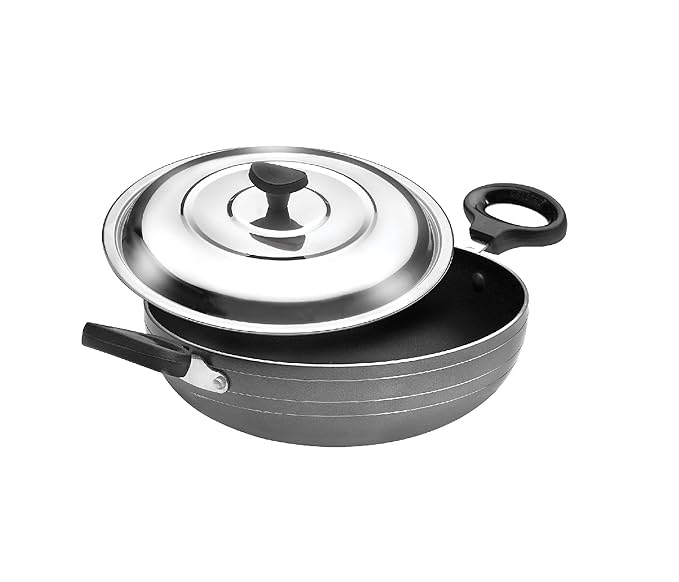Non-Stick Kadai with Steel Lid, 225 mm