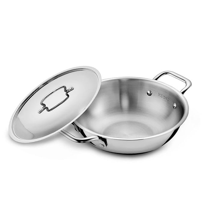 Triply Kadai 28 cm With Ss Lid Stainless Steel Aluminium