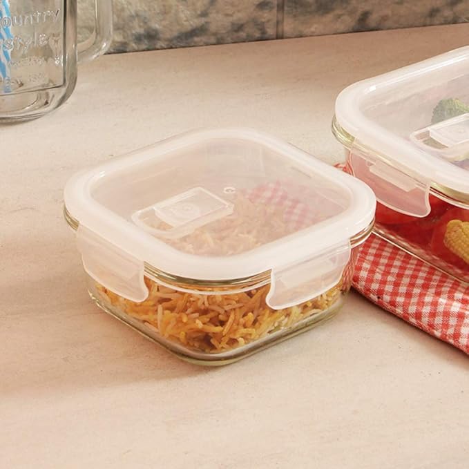 Borosilicate Glass Containers for Kitchen, Storage Box for Kitchen With Air Vent Lid, Set of 1, 300 ml