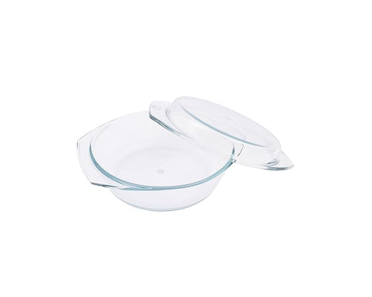 Oven and Microwave Safe Glass Serving Casserole Bowl With Glass Lid, 1.5 L