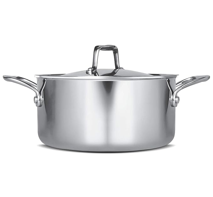 Triply Stainless-Steel Casserole Handi/Stock Pot/Biryani Pot with Lid 24 cm, 5.2 L